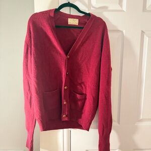 Vintage‎ 1980s L.L. Bean Women’s Lambswool Cardigan Red Made in USA Size L